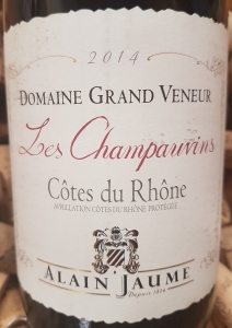 Vignobles Alain Jaume, Domaine Grand Veneur Côtes du Rhône AOP Cuvée Les Champauvins 2014 orgânico