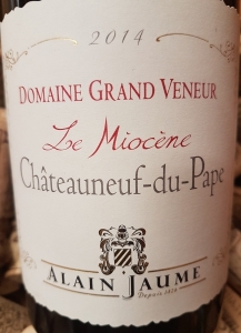 Vignobles Alain Jaume, Domaine Grand Veneur  Châteauneuf-du-Pape AOP Cuvée Le Miocène 2014 orgânico