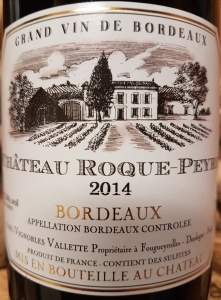 Château Roque-Peyre, Bordeaux AOC Cuvée Tradition 2014