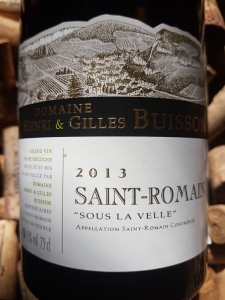Domaine Henri & Gilles Buisson, Saint Romain AOC Cuvée Sous La Velle 2013 biodinâmico